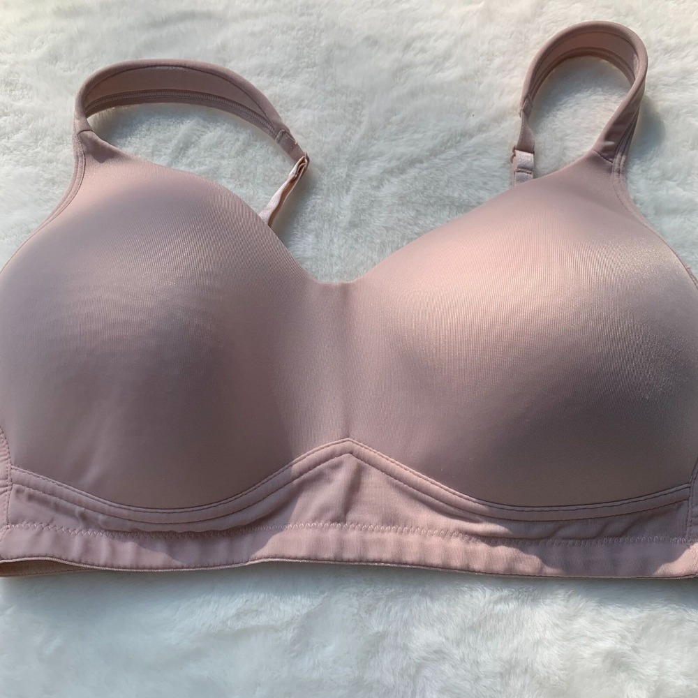 Rhonda Shear Animal Leopard Print Bra Size L Molded Cup No Wire Light Pink